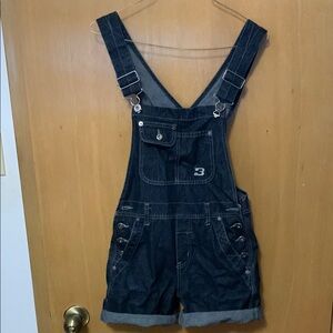 Dark Denim Short Overalls